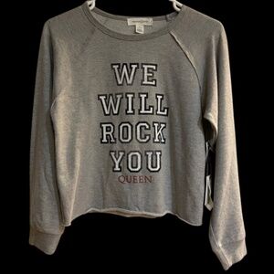 Treasure & Bond Graphic BAND QUEEN Top We Will Rock You Gray Large 10/12 NEW NWT